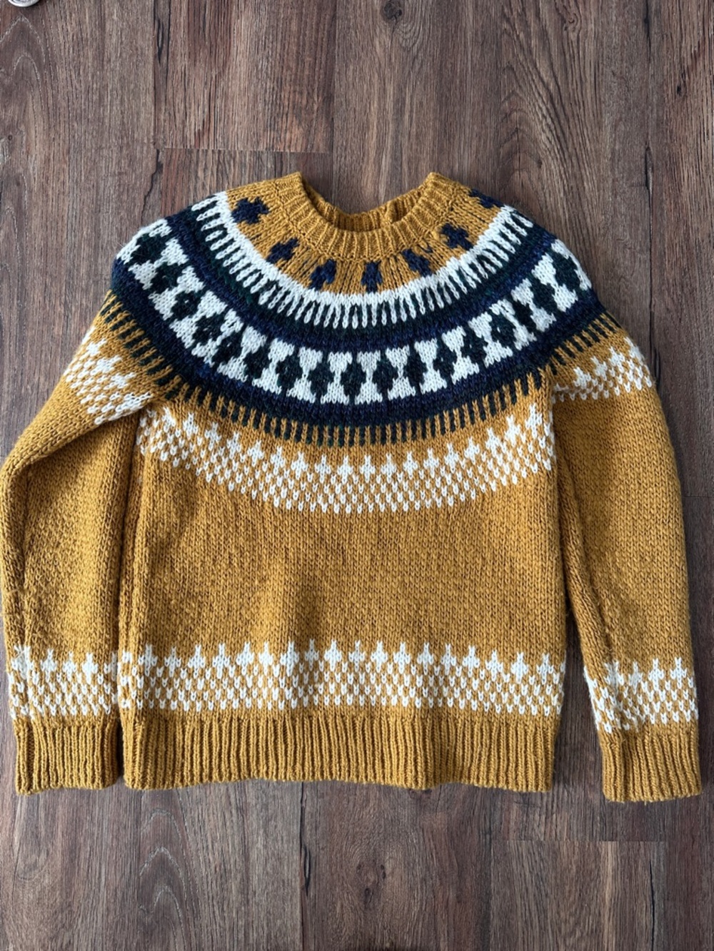 Lucky Brand Mustard Fair Isle Crewneck Sweater